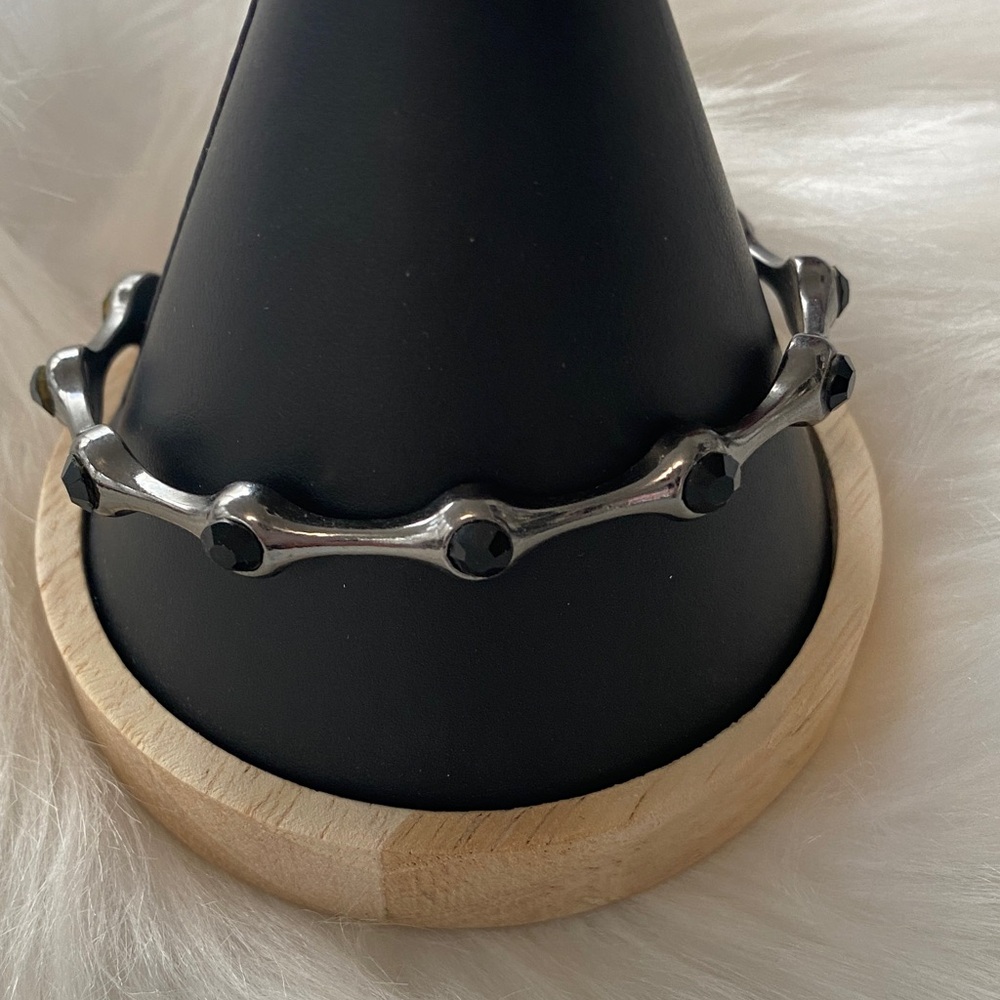 Polished Black Metal Bangle Bracelet - Picture 3 of 3